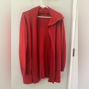 Red Sweater Hooded Cardigan